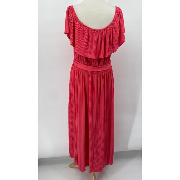 Lane Bryant Convertible Off the Shoulder Pleated Maxi Dress Coral Plus Womens 4X - Picture 7 of 11
